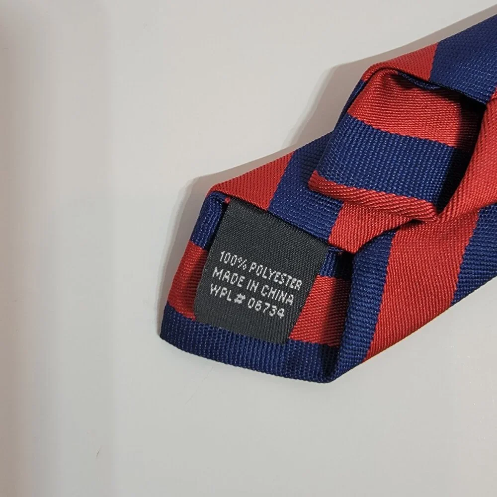 Red/Dark Blue Striped Boys Clip Tie